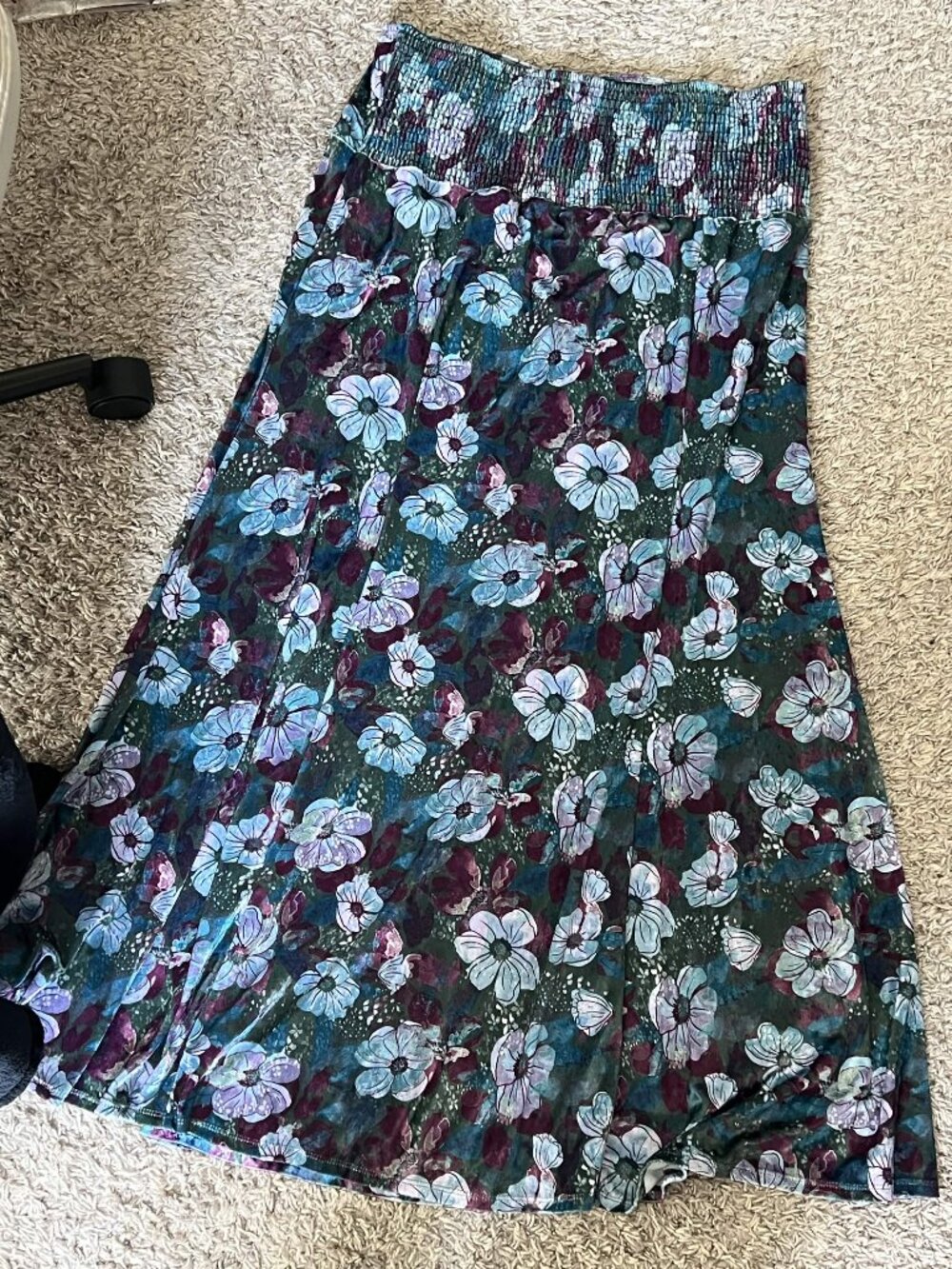 NWOT Free People Velvet Floral Midi Skirt - Size Large